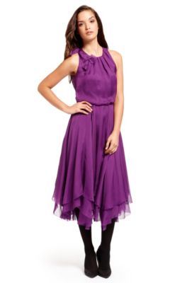 'Dalan' | Silk-Chiffon Floral Neckline Dress