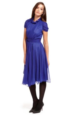 'Darusa' | Silk-Crepe Pleated Sleeve Dress