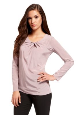 'Inarin' | Stretch-Silk Pleated Neckline Blouse