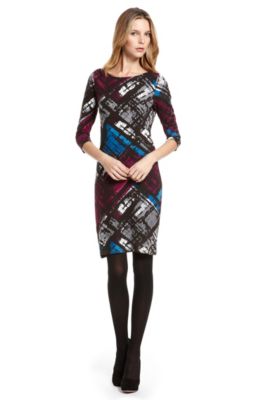'Dineve' | Elbow-Sleeve Patterned Dress