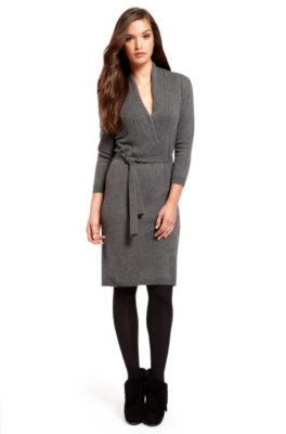 'F4541' | Wool-Blend Shawl Collar Dress