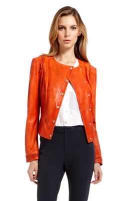 'Jisera' | Collarless Leather Jacket