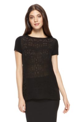 'Nelena' | Stretch-Jersey Sheer Patterned T-Shirt