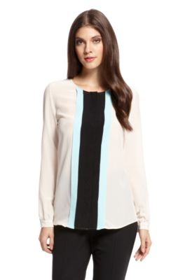 'Evalena' | Silk Contrast Stripe Blouse