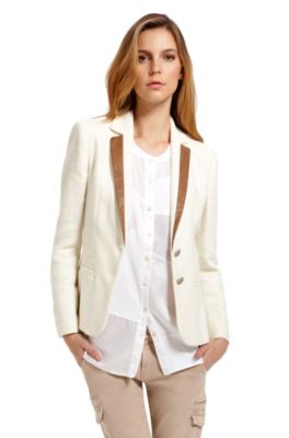 'Olaria' | Cotton-Blend Leather-Trim Blazer