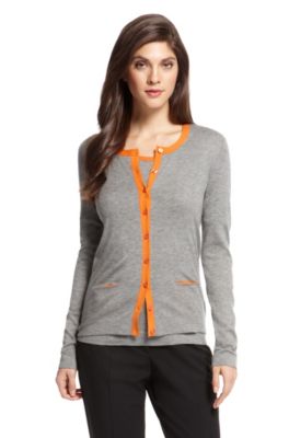 'Cardigan F4652' | Wool-Blend Contrast Trim Cardigan 