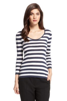 'F4653 ' | Wool-Blend Striped Knit Top