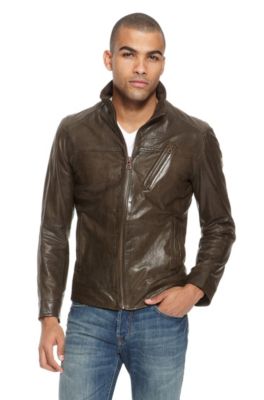 'Jips' | Stand Collar Leather Jacket