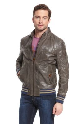 'Jankow' | Sweater-Trim Leather Jacket