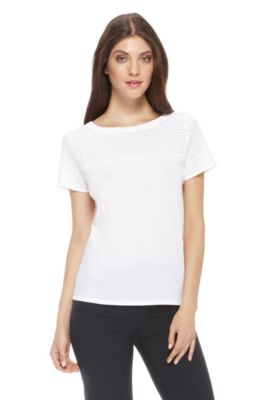 'Naomy' | Cotton Eyelet Neckline T-Shirt