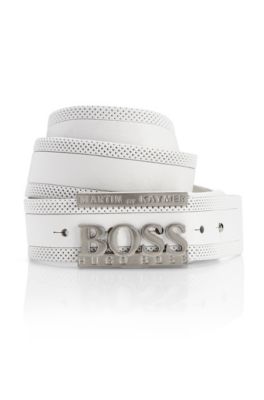 'Taymor' | Leather Logo Buckle Belt