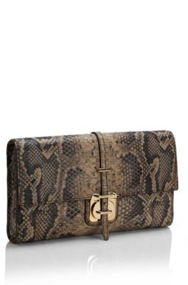 'Caledony' | Python-Embossed Leather Clutch