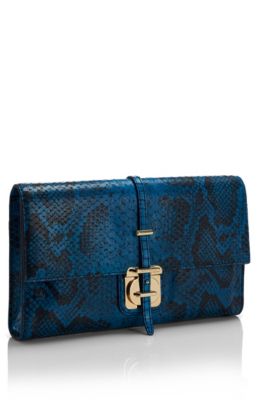 'Caledony' | Python-Embossed Leather Clutch