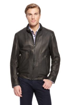 'Nestroio' | Stand Collar Leather Jacket