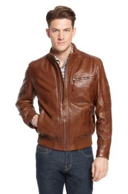 'Gilles' | Stand Collar Leather Jacket