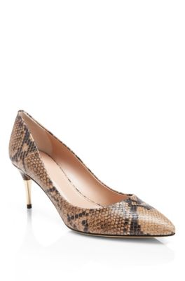 'Balika' | Embossed Leather Metal Heel Pump