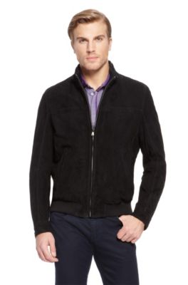 'Neodor' | Stand Collar Sueded  Leather Jacket