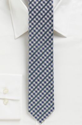 &lsquo;6 cm Tie' | Skinny Silk Checked Tie