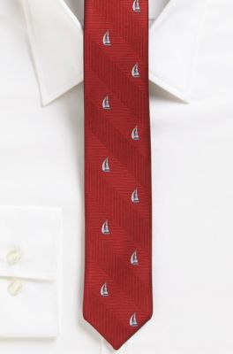 '6 cm Tie' | Slim, Silk Reversible Boat Print