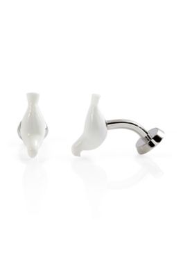 'E-Dove' | Brass and Enamel Dove Cufflink