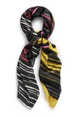 'Women-Z 414' | Cotton-Silk Striped Scarf