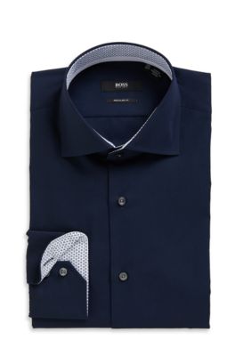 'Eraldin' | Classic Fit, Spread Collar Cotton Dress Shirt