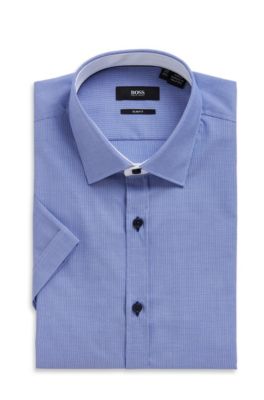 'Juris' | Slim Fit, Short Sleeve Cotton Dress Shirt