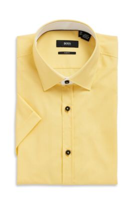 'Juris' | Slim Fit, Short Sleeve Cotton Dress Shirt