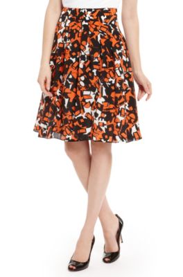 'Rishany' | Silk Pleated Graphic Print Skirt