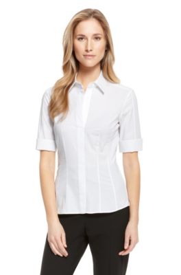 'Bashini' | Stretch Cotton Polka Dot Dress Shirt