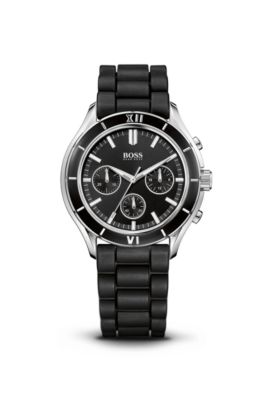 Black Rubber Strap Quartz Movement Watch