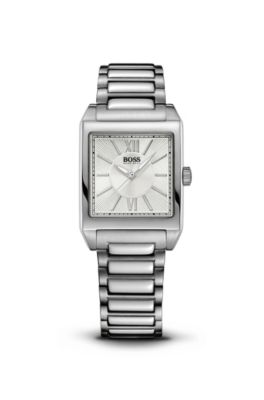Rectangular Face Roman Numeral Bracelet Strap Watch