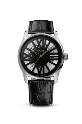 Skeleted Crocodile Embossed Leather Strap '1512652' Watch