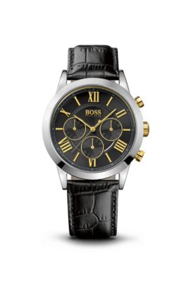 '1512729' | Two-Textured Leather Strap Watch