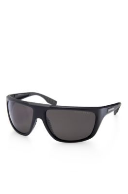 &lsquo;Sunglass&rsquo; | Matte Black Metal Shield Sunglasses