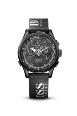 &lsquo;1512832&rsquo; | Black Silicon Logo Strap Watch