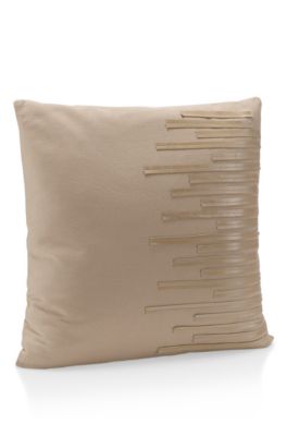 &lsquo;Cotton and Leather Decorative Pillow