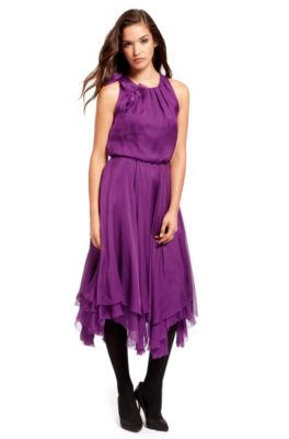 BOSS Black Floral Applique Neckline Dress