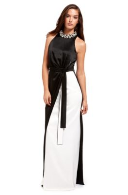 BOSS Black Beaded Collar Evening Gown