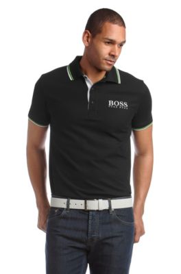 Polo shirt with stripe details 'Paddy Pro', Black