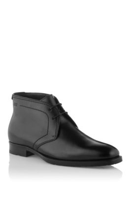 Lace-up smooth leather ankle boot 'CLAVIO FUR'
