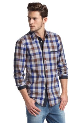 Karohemd &acute;CieloebuE` mit Denim-Details