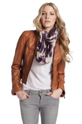 Leather jacket with a stand-up collar 'Janice-W'
