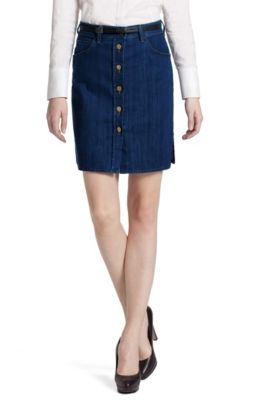 Denim skirt with logo buttons 'JE351'