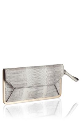 Leather mix envelope clutch bag 'Prika-E'