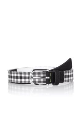 Leather belt with check trim 'Giamila'
