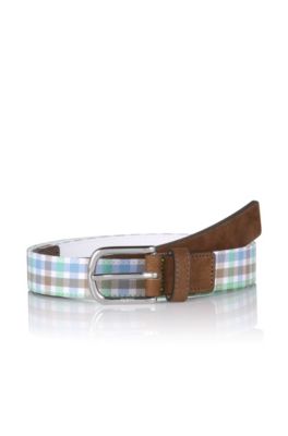 Leather belt with check trim 'Giamila'