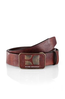 Ceinture en cuir de vachette reli&eacute;f&eacute;, JARECO
