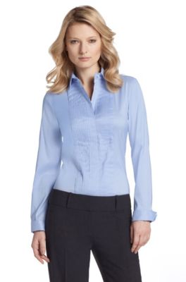 Chemisier tendance &agrave; plastron pliss&eacute;, Bashino