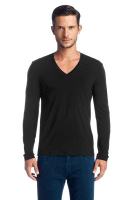 Long-sleeved V-neck T-shirt 'Dredino', Black